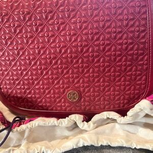 Tory Burch Burgundy Quilted Crossbody Bag